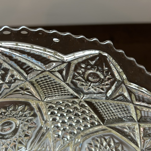 Vintage 1910 Keystone Pattern Pedestal Compote by U.S. Glass Co. (Reproduction) - Picture 11 of 14